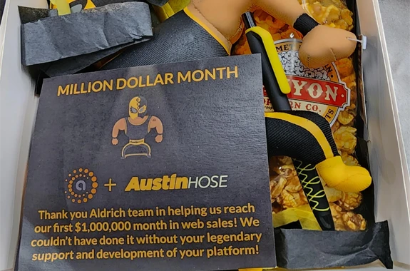 Austin Hose's 1 Miliion Dollar Month Milestone Gift Box to Aldrich