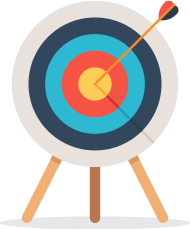 Depiction of arrow hitting a target