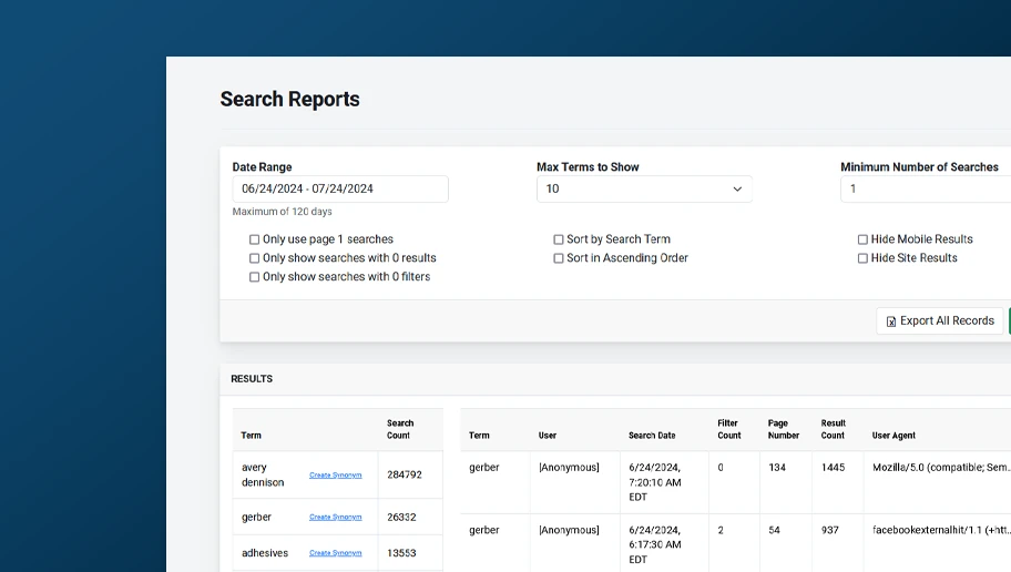 WebAlliance Admin Search Report