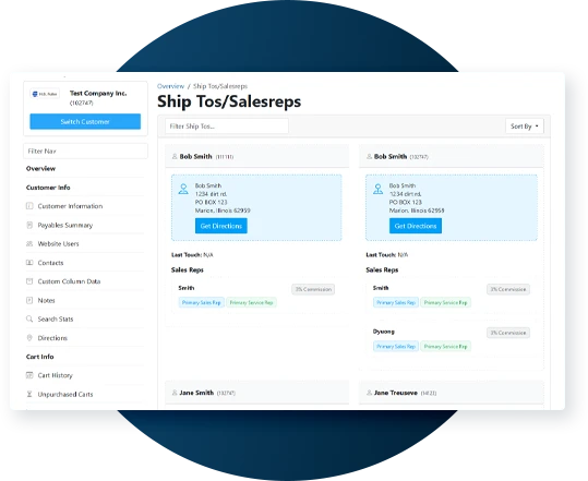 Customer Ship-tos pull directly from your P21 ERP System